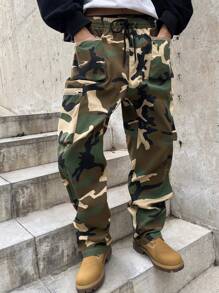 Manfinity EMRG Men's Camouflage Cargo Pants, Casual & Fashionable Daily Wear