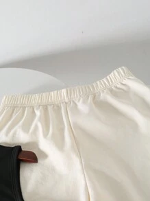 少女可爱圆领无袖3D蝴蝶结刺绣花卉蕾丝上衣搭配松紧腰花卉拼接阔腿裤套装，夏季 - 黑色 - 查看 5