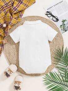 Souflis Souflis 男婴夏季新款白色休闲运动柔软纯棉POLO连体衣，带便捷口袋设计