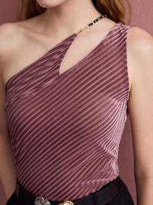 MOTF PREMIUM TOP Z ŁAŃCUSZKIEM NA JEDNYM RAMIENIU - Brudny różowy - Zobacz 2