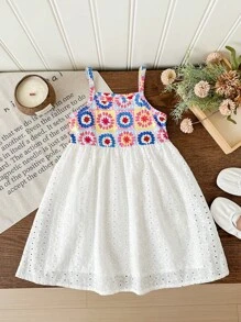 LMoss Kids LMoss 少女碎花拼布梭织紧身背心连衣裙 - 紅色 - 查看 6