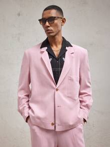 AKNOTIC Business Casual Áo khoác blazer nam dệt may vừa vặn, phù hợp mặc hàng ngày, quà tặng tốt nghiệp, cho mùa thu đông - Hồng - Xem 2