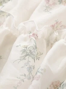 DAZY Young Girl Girls Ditsy Floral Princess Style Short Sleeve Casual Dress For Summer - Beige - View 4