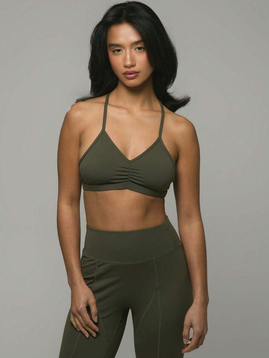 Musera Sport V Neck Strap Back Detail Sports Bra, Padel, Tennis, Pickleball Gym Fitness