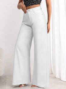 EMERY ROSE 宽腿牛仔裤，休闲又时尚，适合日常穿着 - 白色 - 查看 5