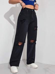 SHEIN EZwear 简约时尚休闲日常牛仔裤