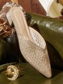 CUCCOO TILAWA Women's Autumn/New Fashion Rhinestone Shiny Pointed Toe High Heel Slip-On Party Casual Shoes Spring Shoes Spring Break Easter Prom Heels