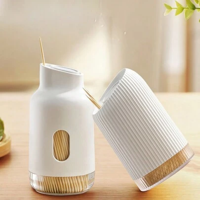 1pc Toothpick Box, Creative Toothpick Dispenser ,Home Toothpick Container, Household Furniture Toothpicks Toothpick Holder Toothpick Bucket,Plastic White(Multiple Styles Available)