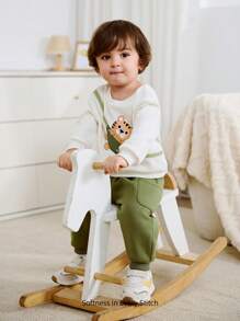Cozy Pixies Bộ 2 món/Bộ áo nỉ cổ tròn dài tay trễ vai cho bé trai và quần bo chun - Nhiều màu - Xem 7
