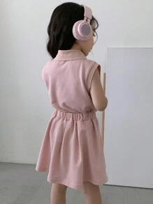 Dazy Kids 2 件套休闲年轻女孩简约时尚上衣和下装 - 粉色 - 查看 7