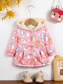Giacca con cappuccio in pile con stampa di gatti carina per bambine, per primavera e autunno - Multicolore - Visualizzare 4