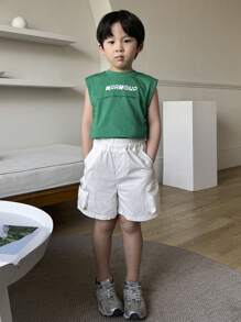 DAZY Quần Short Thời Trang Tối Giản Đơn Giản Hàng Ngày Cho Bé Trai - trắng - Xem 3