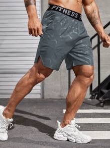 Manfinity Running 男士薄款透气运动短裤松紧腰健身短裤健身亲肤材质灰色短裤