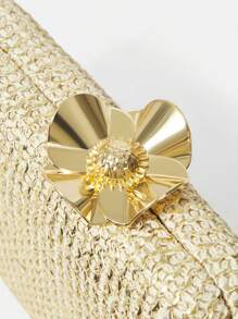 MOTF PREMIUM GLITTER CHAIN DETAIL SQUARE CLUTCH - Gold - View 5