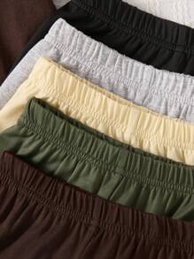 SHEIN Vintaside Kids 2pcs/Set Baby Boy Casual Solid Color Crew Neck Short Sleeve T-Shirt & Shorts Set, Pack Of 5, Suitable For Summer - Multicolor - View 4