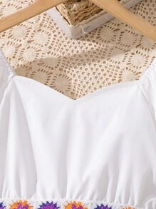 Charming White Puff Sleeve Dress For Summer,Holiday Summer Travel - White - View 3