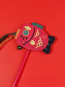 PETSIN 1pc Chinese New Year Cat Lover And Cat Mom Love Teaser Wand, Tassel Amusing Cat Lover And Cat Mom Love Toy, Companion For Cat Lover And Cat Mom Loves To Play - Red - View 3