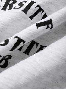 Dazy Kids 青少年男孩标语印花宽松落肩 T 恤，返校服 - 灰色 - 查看 3