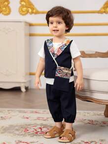 男婴印花圆领短袖上衣和休闲长裤 2 件套 - 彩色 - 查看 7