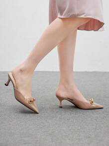 CUCCOO BIZCHIC 女士尖头金属链装饰时尚日常穿着高跟鞋