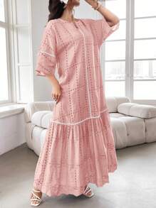 Al Najma 1 Pc Women's Casual Simple Arabian Style Dress, Suitable For Daily Wear - Pink - View 7