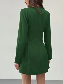 Aloruh Abito mini elegante da donna in tinta unita con decorazione a farfalla - Verde Scuro - Visualizzare 2