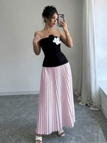 Chiquease Women's Sleeveless Contrast Color Maxi Bodycon Dress  Unique Dress - Pink - View 5