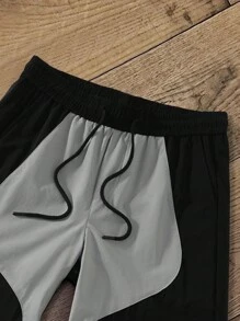 Manfinity EMRG Men's Colorblock Drawstring Waist Wide Leg Casual Pants