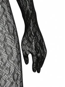 女士内衣服装 - 性感魅力，野猫网眼豹纹印花 - 黑色 - 查看 6