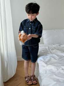 Dazy Kids Young Boys Denim 2 Pieces Outfit, Fall Clothes