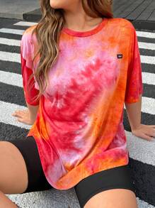 Muchica 大码拱形下摆扎染 T 恤，春/夏