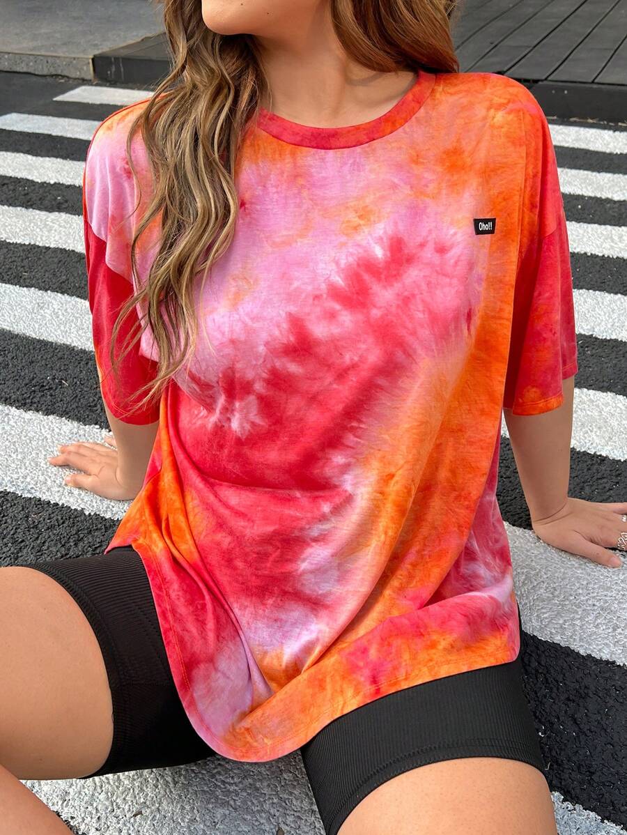 Muchica 大码拱形下摆扎染 T 恤，春/夏
