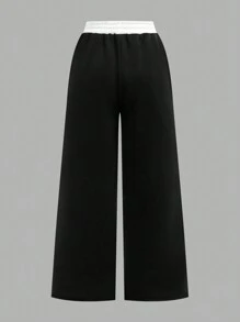 SHEIN 2 peças/conjunto adolescentes meninas moletom gráfico solto e calças de perna larga com bloqueio de cores terno casual