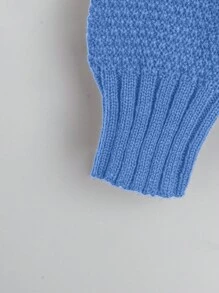 Chiquease 2 Pieces Sweater Set, Solid Color Long Sleeve Round Neck Top And Pants - Blue - View 3