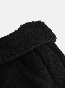 SHEIN Girlism Teen Girl's 2pcs/Set /Double Sided Velvet/One Shoulder Long Sleeves And Skirts - Black - View 6