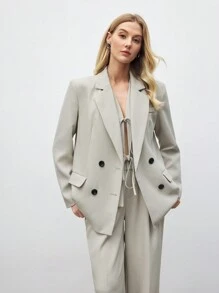 BizChic Blazer de color albaricoque de manga larga, atuendo de negocios, apropiado para fiestas de Año Nuevo, citas de San Valentín, y conjuntos de primavera y verano para mujeres