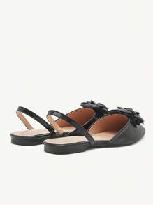 CUCCOO CHICEST Black Camellia Pointed Toe Flats, Cute & Elegant For Casual, Holiday, Party, Valentine's Day, Wedding, Banquet Spring Shoes Spring Break Easter - Black - View 6