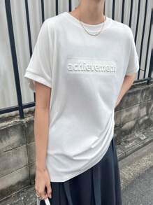 FRIFUL Women's Round Neck Loose Letter Print Short Sleeve Casual T-Shirt Long Sleeve Women Tops - White - View 6