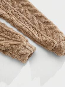 Manfinity VCAY 2pcs Men's Loose Raglan Hooded Fleece Sweatsuit, Warm & Cozy For Autumn/Winter - Khaki - View 4