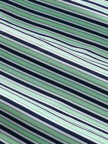 SHEIN Young Boy Striped Woven Patchwork Dark Blue Shirt