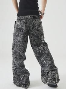 Manfinity EMRG Men's Fashion Vintage Washed Denim Jeans - Black - View 2