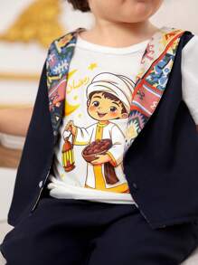 男婴印花圆领短袖上衣和休闲长裤 2 件套 - 彩色 - 查看 5