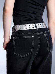 ROMWE Grunge Punk 1 Pc Ladies' Dual Air Vent Waist Belt, Suitable For Pairing With Jeans
