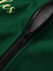 Aesthetic Post--Men's Front Zipper Letter Print Minimalist Casual Jacket