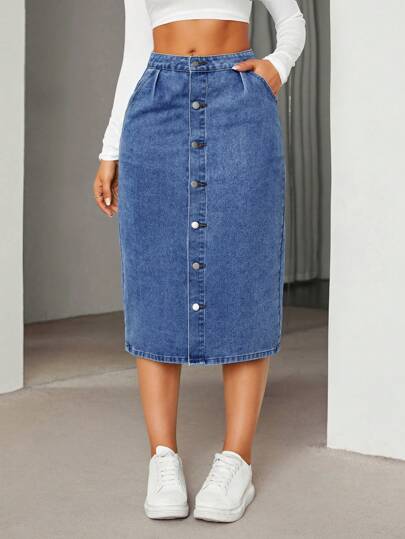 Falda vaquera casual para mujer, minimalista y , para uso diario