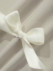 DAZY 女士蕾丝拼布蝴蝶结装饰字母宽松短袖 T 恤超大 T 恤、图案 T 恤 - 杏色 - 查看 7