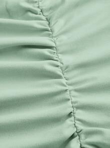 SHEIN EZwear 女式纯色无袖不对称褶饰及地鱼尾连衣裙 - 薄荷綠 - 查看 4