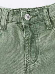 SHEIN Pantalones de carga de mezclilla con pierna recta de estilo casual retro para niña joven