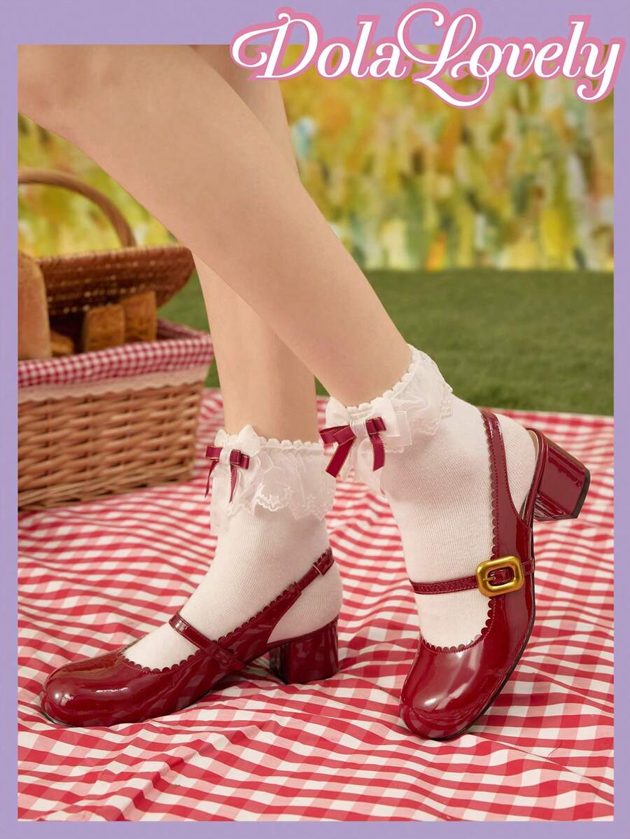 Dola Lovely Bowknot Mary Jane High Heel Shoes, Elegant Girly Design