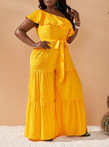 Slaydiva Mono con volantes y textura talla grande - Amarillo - Ver 5